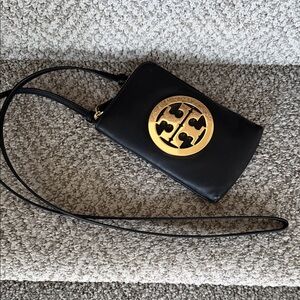 Tory Burch Black Leather charlie  Crossbody